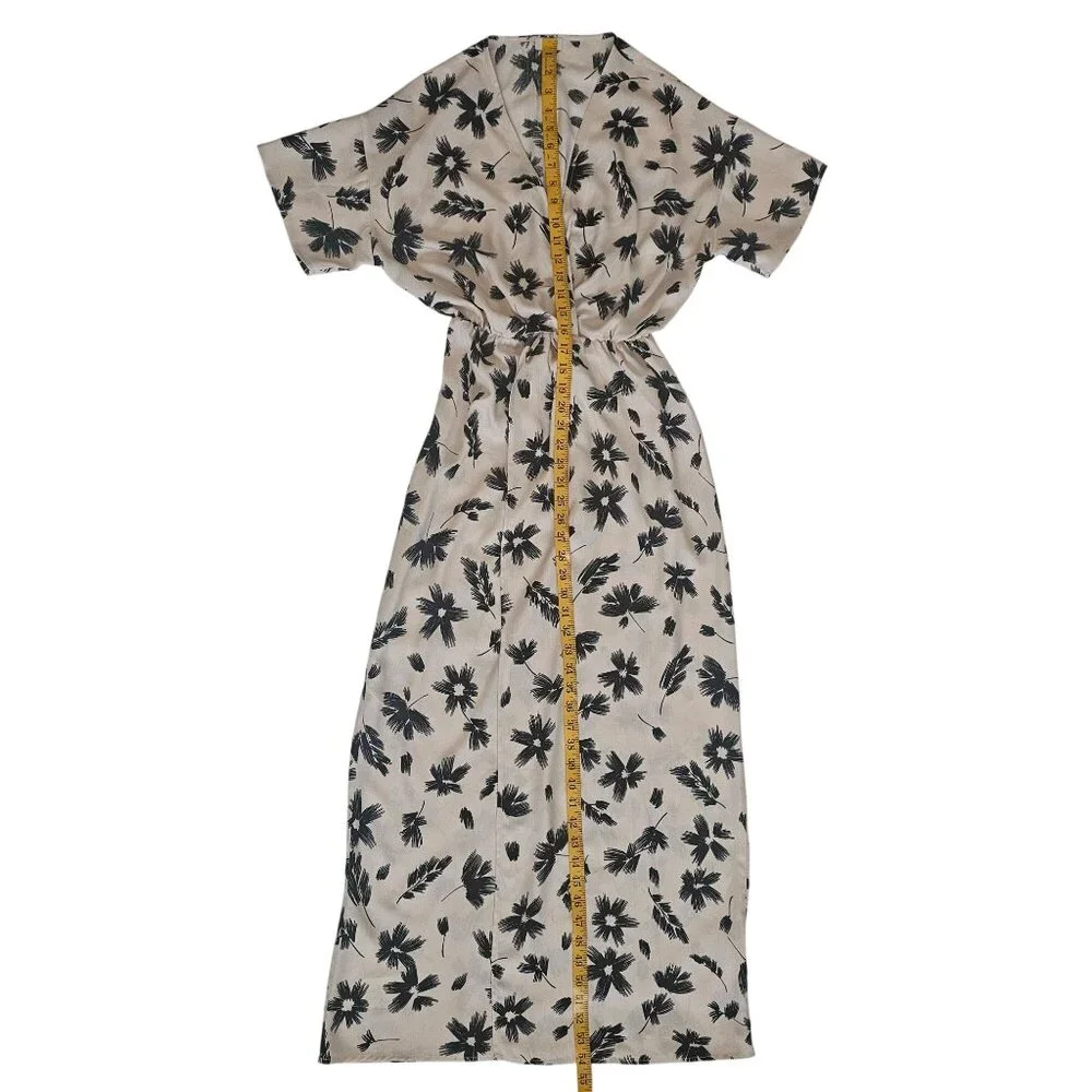n/t Women's Beige & Black Floral Elastic Waist V-Neckline Maxi Dress Size Small - Picture 13 of 13